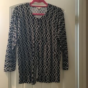 Navy blue and white cardigan